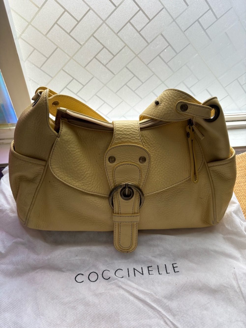 Coccinelle Yellow Leather Hobo Shoulder Bag